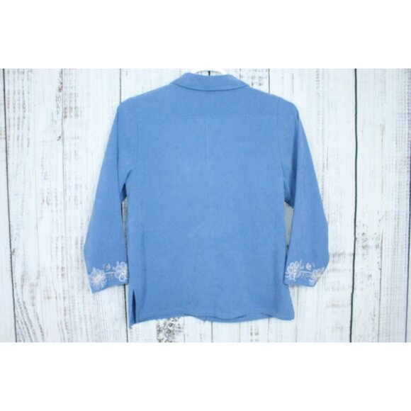 Vintage Bon Worth Blue Embroidered Button Down Long Sleeve Shirt Small - Picture 7 of 9